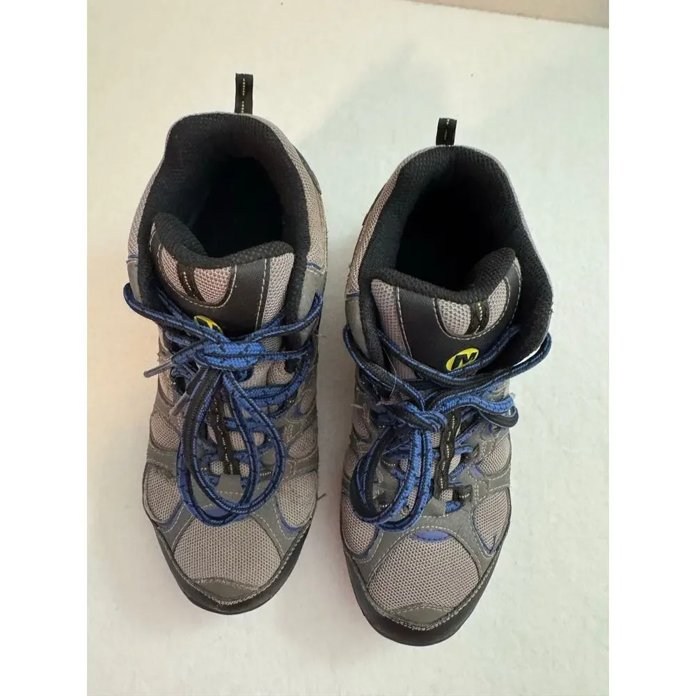 Merrell Boys Hilltop Ventilator Mid Waterproof Hiking Boots 6.5 Gray Blue